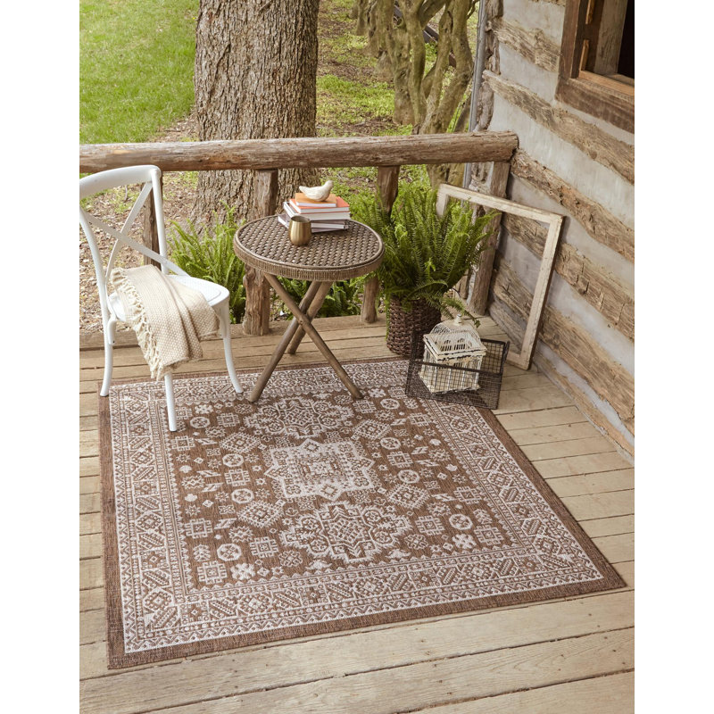 Tapis d'extérieur de couleur brune, Square 7'10"