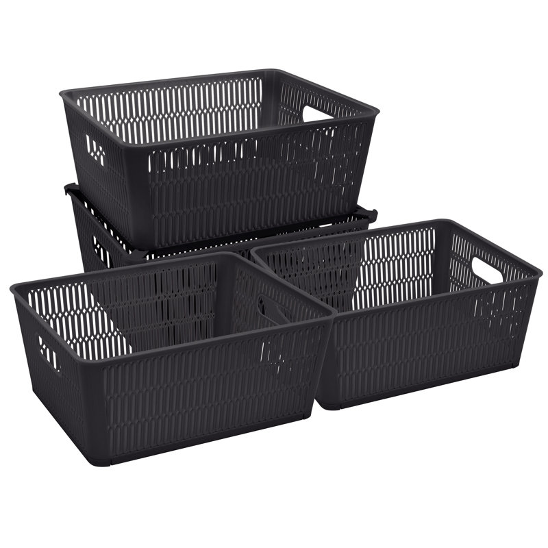 Simplify Plastic Decorative Bin, 8, Black
