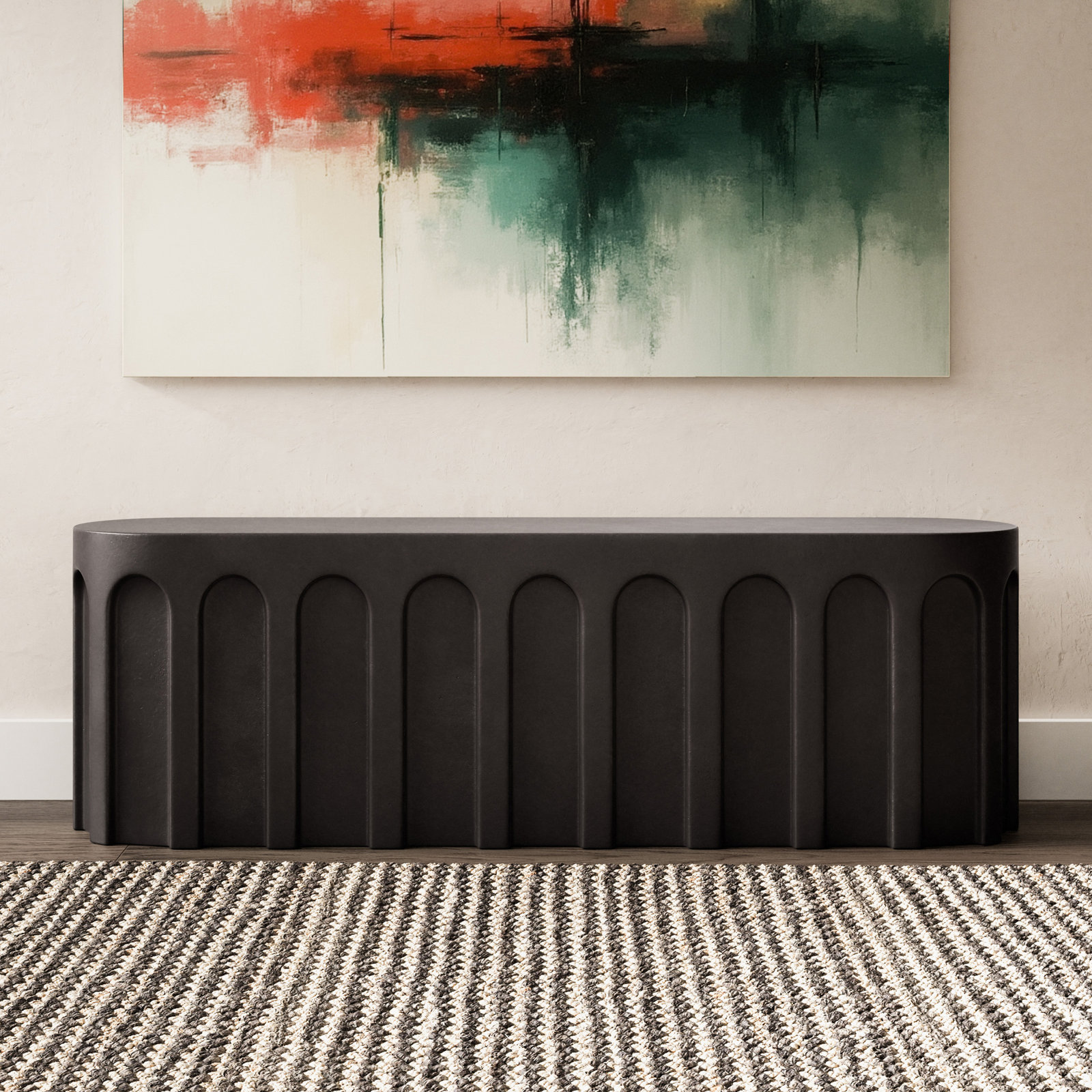 Mikah 55" Entryway Bench, Lava Brown