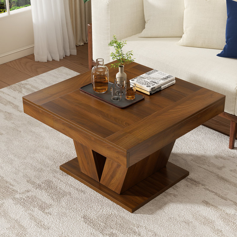 Table basse 31,5 po carrée rustique avec grain de bois naturel: un mélange parfait de style et de stabilité, Brun