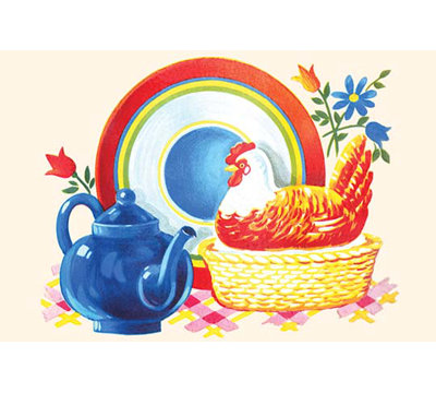 " Chicken Casserole Dish And Teapot "