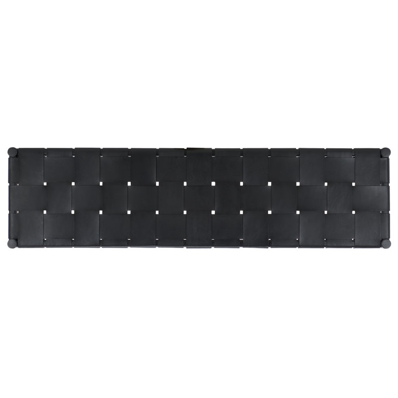 Devnie Woven Leather Bench, Black, Black