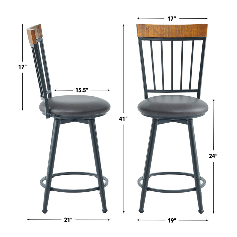 Ricard Swivel Upholstered Counter Stool with Metal Frame