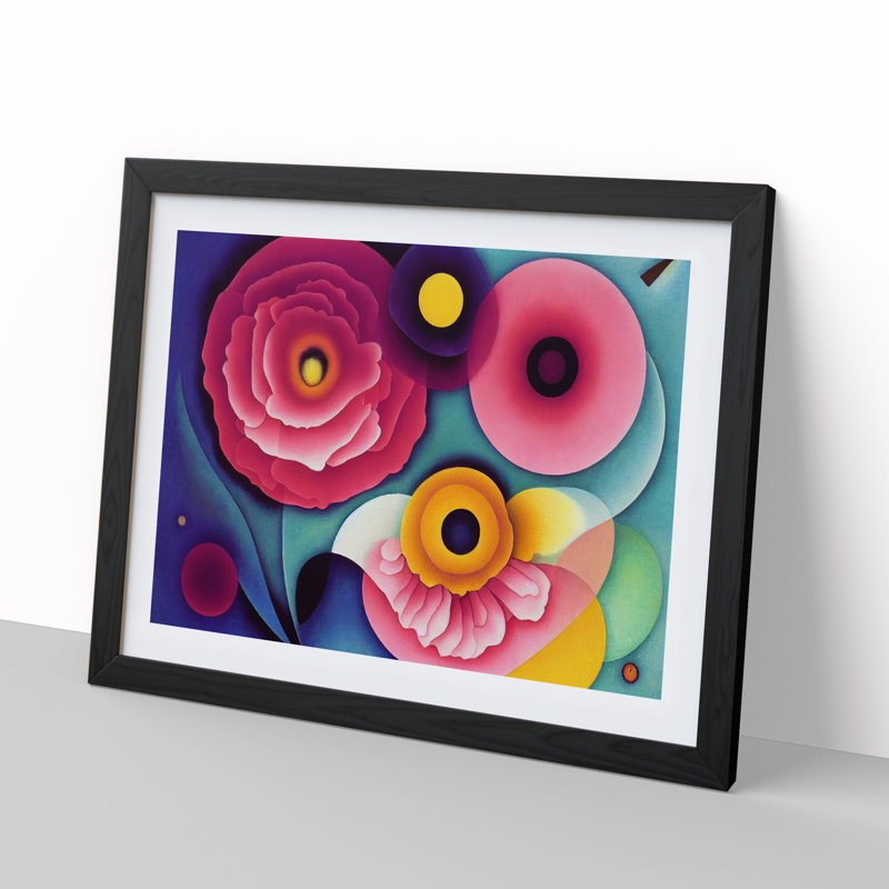 Abstract Carnation Flowers - Framed Print, 34cm H x 46cm W x 2cm D, Black