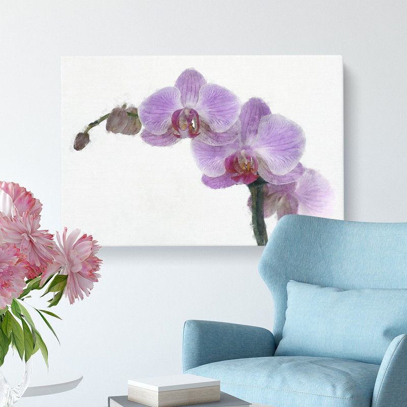 Purple Orchids In Bloom Painting - Wrapped Canvas, 35cm H x 50cm W x 3cm D