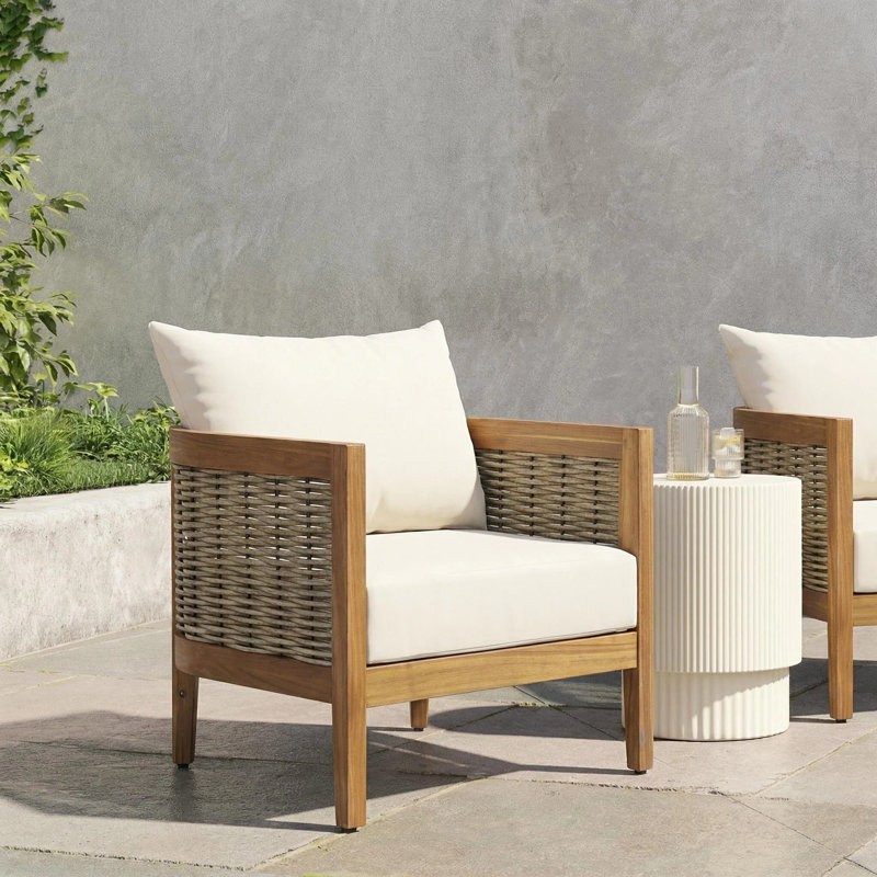 Treadway Wicker Outdoor Lounge Chair, Beige, Brown