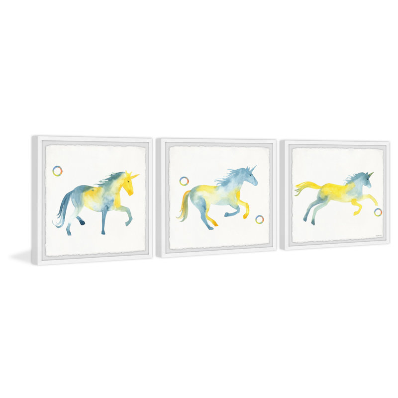 Ensemble de 3 pièces de licorne rougeoyante Gargan, H 32 po x l 32 po x P 1,5 po