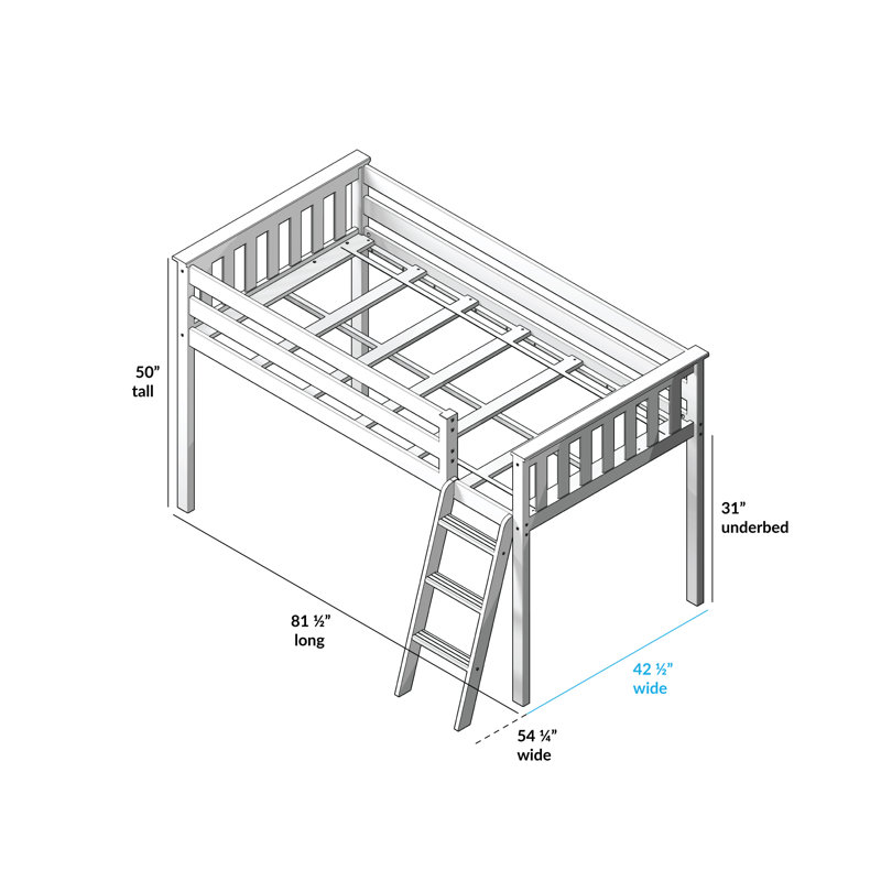 Jefferies Twin Solid Wood Loft Bed | Harriet Bee