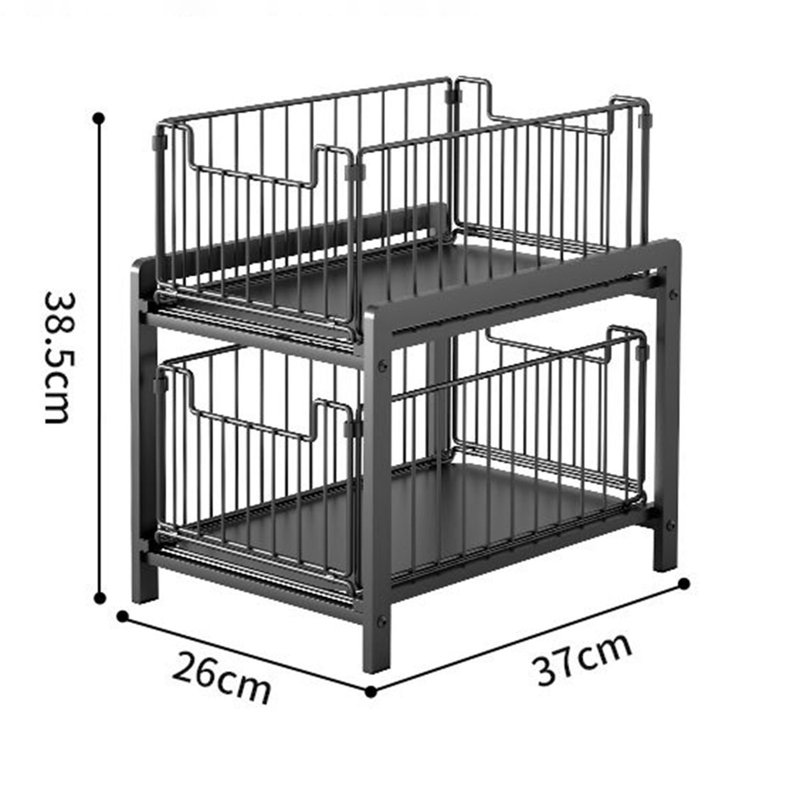 Étagère de rangement à 2 niveaux, Noir