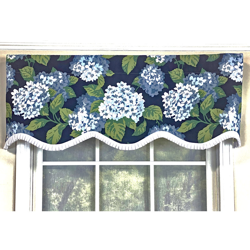 Floral Scalloped Window Valance, Blue