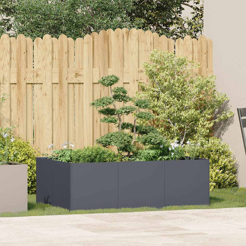 Grand pot à fleurs rectangulaire en acier laminé à froid noir vidaXL, H 15,7 po x l 47,2 po x P 31,5 po, Noir