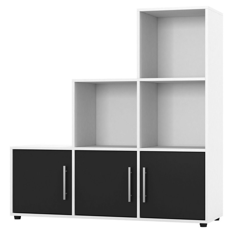Beronica 90.5cm H x 89cm W Cube Bookcase, White/Black