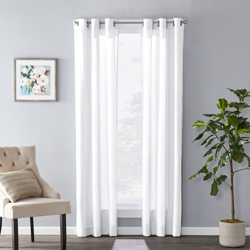 Nome Semi Sheer Curtain Single Panel, White, 40" W x 108" L