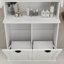 Grande armoire de salle de bain à deux compartiments avec panier à linge inclinable et 2 tablettes réglables - blanc-51638356