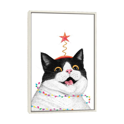 Chat de Noël - reproduction d'art murale - toile encadrée