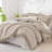 Andency Oversized King Comforter Set 120x98, 3 Pieces Ruffle Shabby Chic Famhouse Bedding Set, All Season Lightweight Fluffy Bed Set for Girls Women, Wheat-124610455-124610460