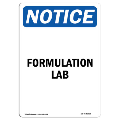 Enseigne en aluminium Formulation Lab 12 x 18