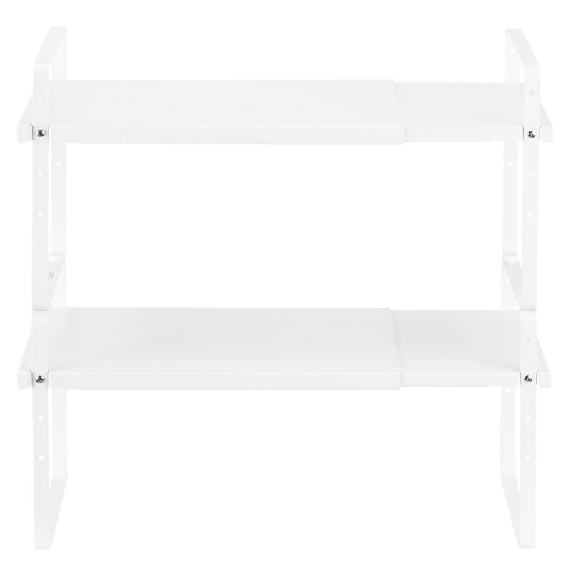 Tablette de comptoir réglable en acier à 2 niveaux pour le rangement dans la cuisine, largeur extensible, rangement pour épices et assiettes empilables