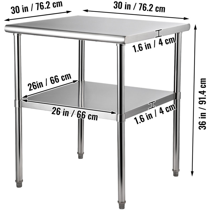 Table de préparation en acier inoxydable