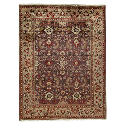 Hand Knotted Wool Area Rug in Brown And Gold