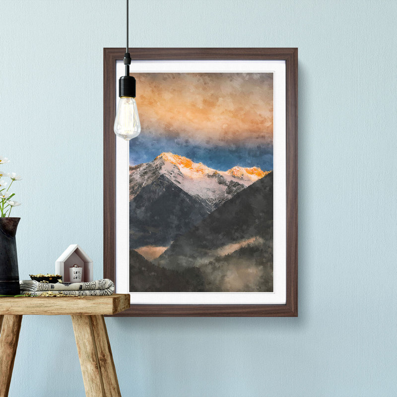 Schwartzenstein Summit In Italy Painting - Picture Frame Graphic Art, Walnut Framed, 63cm H x 45cm W x 2cm D