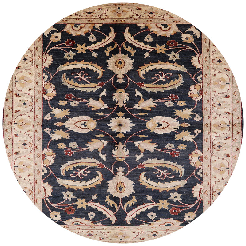 Tapis oriental noir / beige Charents, Rond 4 pi