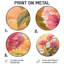 Hortensias dans un jardin ensoleillé II - reproduction d'art traditionnelle rose en métal, hydrangées rondes, art mural en métal-807779687