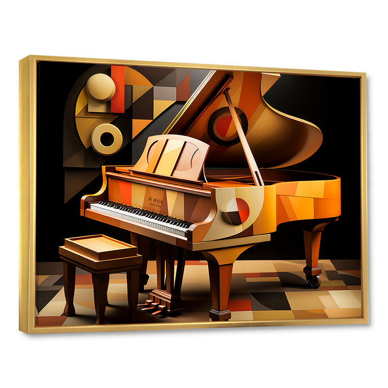 Harlem Renaissance Stride Piano Rhythms 2 - art mural Harlem Renaissance, Cadre flottant doré, H 34 po x l 44 po x P 1,5 po