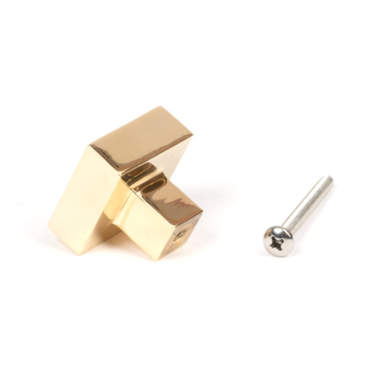 Square Knob, Polished Brass, 3 cm