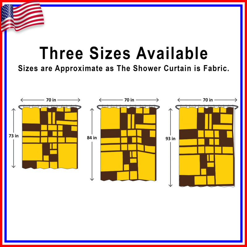 Rideaux de douche rectangulaires jaunes et bruns extra longs, 70in W x 93in H