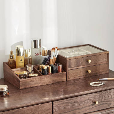 Umber Rea Wood 11 Compartment Makeup Organizer