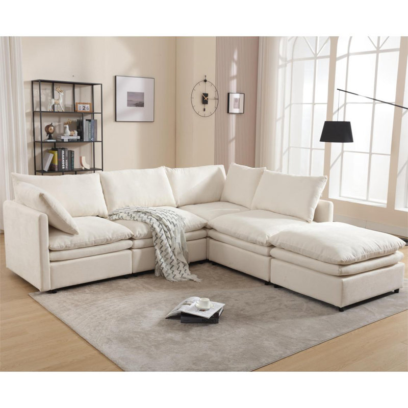 Canapé modulaire en U moderne, canapé 5 places, canapé-lit avec méridienne, appartement, rembourré, polyester, nouvelle mise à niveau,