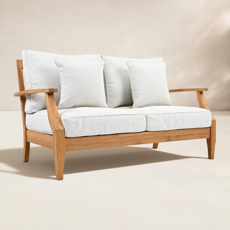 Clairmont Teakwood Patio Loveseat, White