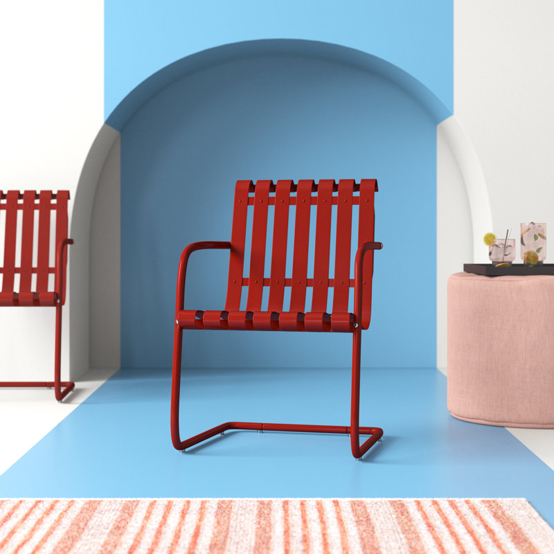 Chaise de patio Burley, Satin rouge foncé