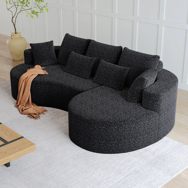 Canapé modulaire surdimensionné rembourré, canapé en nuage courbé extra large et large à 4 places de 105 po avec 7 coussins, canapé-lit combiné gratuit pour le salon, la chambre à coucher