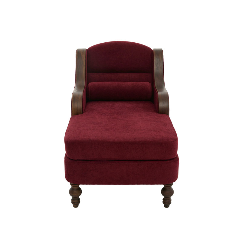 Chaise longue rembourrée avec poches latérales, Rouge vin