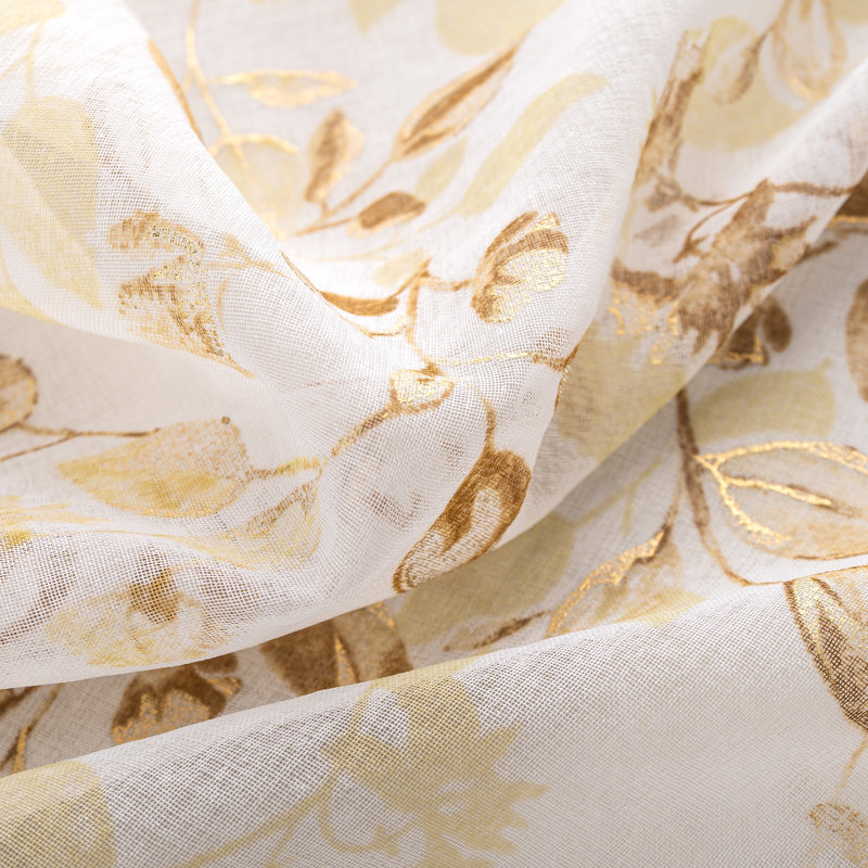 Panneau de rideau transparent à motif de feuilles Taylor , L 54 po x L 95 po, Or