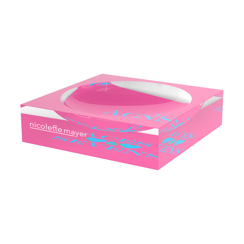 Square Abstract Decorative Tray, 8"W x 8"D x 2"H, Pink Blue