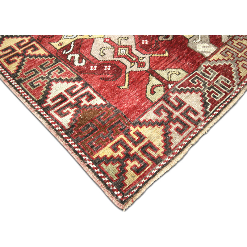 Tapis de couloir rouge unique en laine noué à la main 5 pi 2 po x 11 pi 3 po Gallery