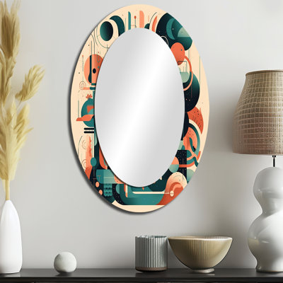 Colours Of Progress II - Orange Oval Wall Mirror Decor