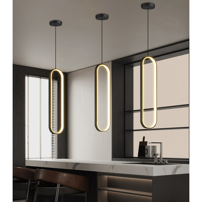 Lustre moderne moderne à DEL, Matte Black