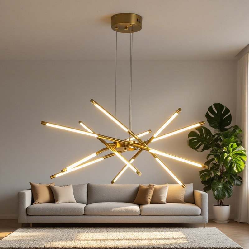 Deshawn 12-Light Sputnik Modern Linear LED Chandelier Dimmable Adjustable Height Matte Finish for Dining Living Room