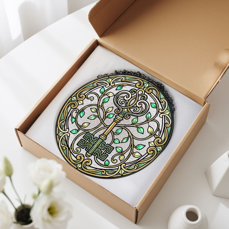 Panneau de vitrail Celtic Key ， 7,8H, H 7,8 po