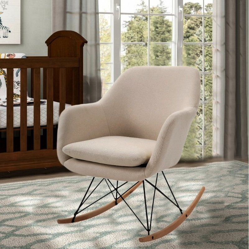 Chaise berçante rembourrée, Beige