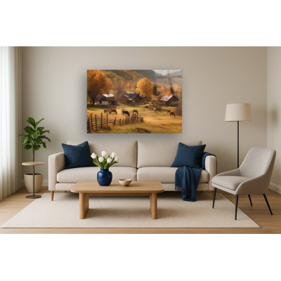 Autumn Countryside Harmony Frameless Tempered Glass Wall Art - 40" x 60"