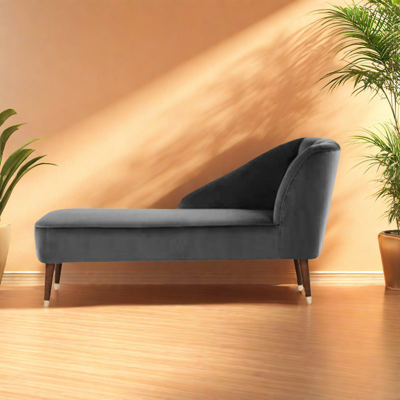 Marlyssa Upholstered Chaise Lounge, Gray Polyester Blend, Left-Arm Chaise