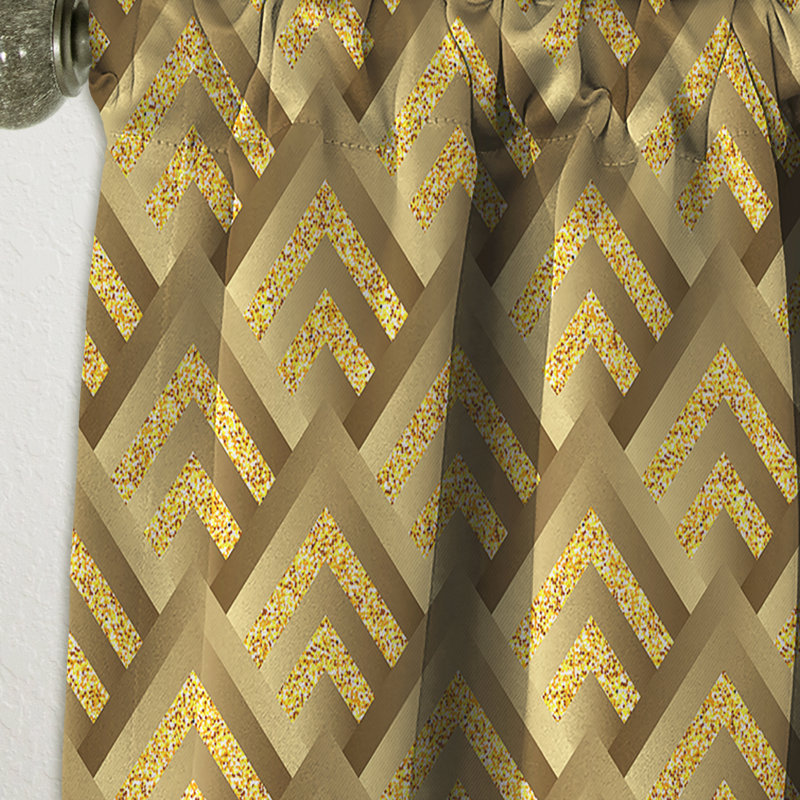 Rideau simple occultant de style Mid-Century abstrait doré Golden Tropical, L 52 po x L 108 po