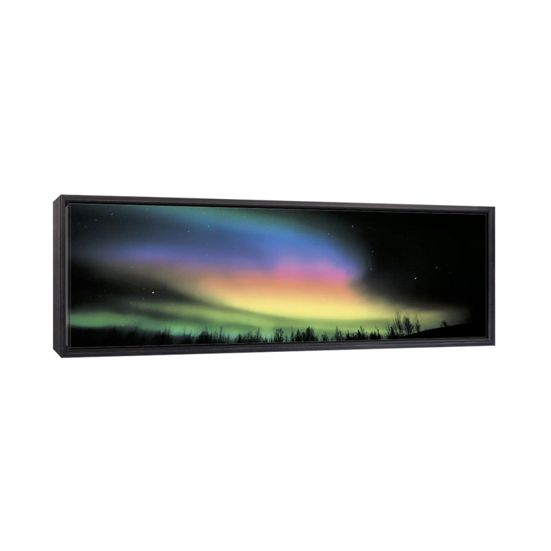 «Northern Lights», reproduction d'impression sur toile, Toile encadrée noir délavé, Pas de tapis, H 12 po x l 36 po x 1,5 po