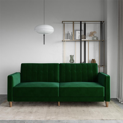 Perdue 81.5" Velvet Square Arm Convertible Sofa