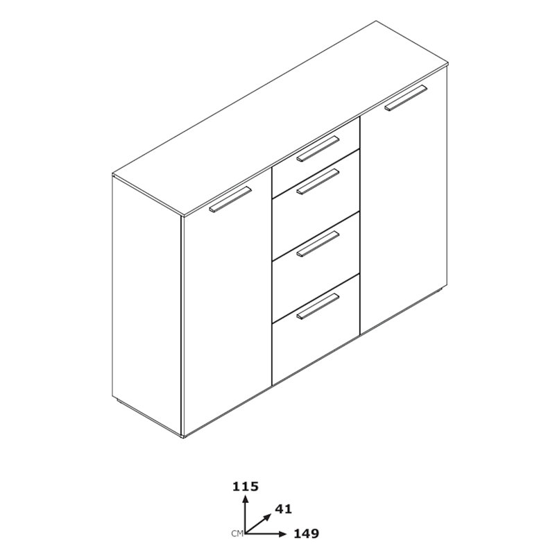 Bellow 149cm W 4 - Drawer Chest of Drawers